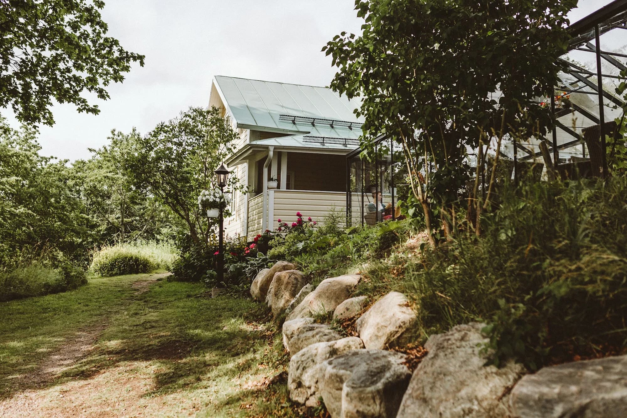 The Main House above a rock garden