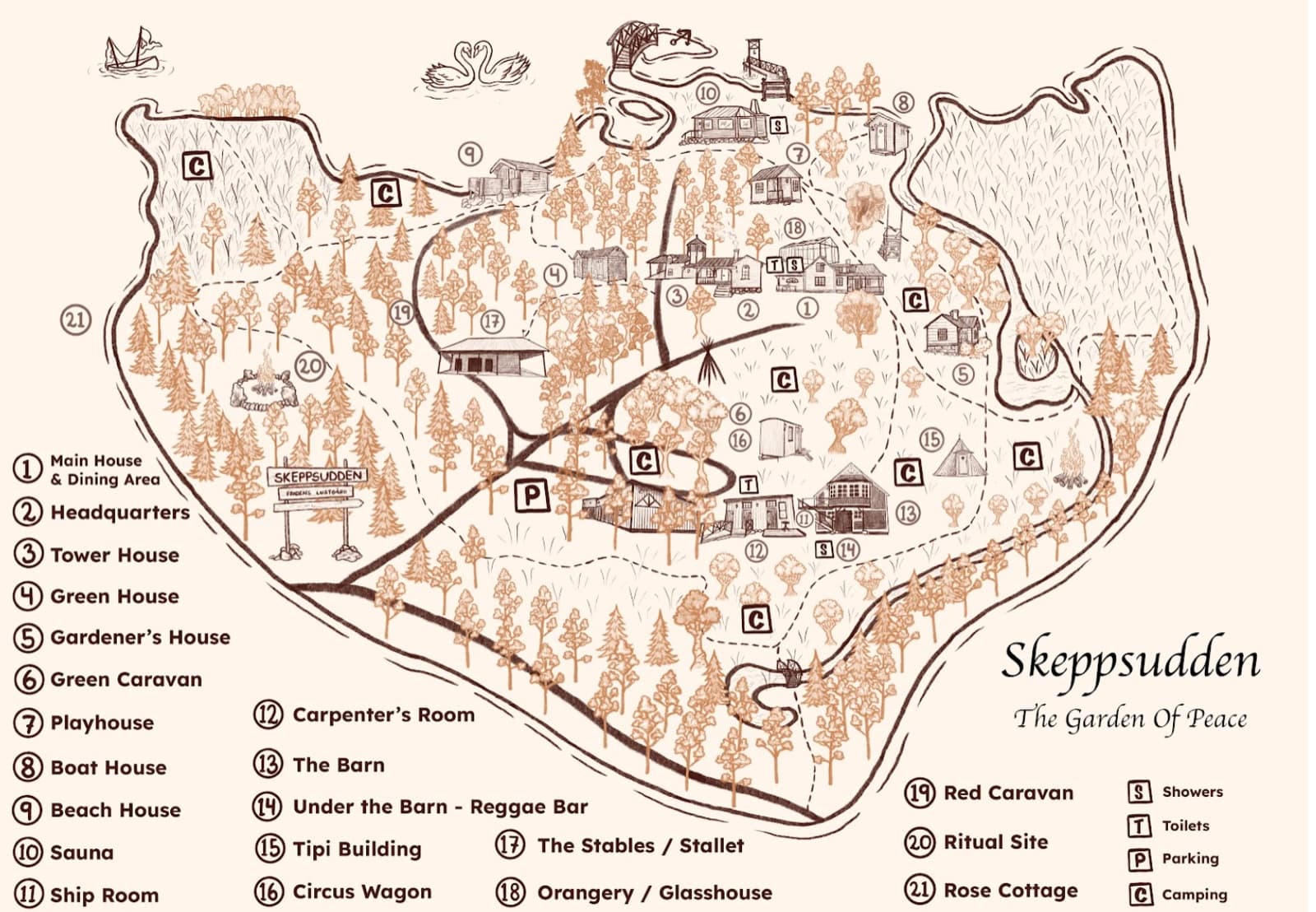 Hand-drawn map of the Skeppsudden area